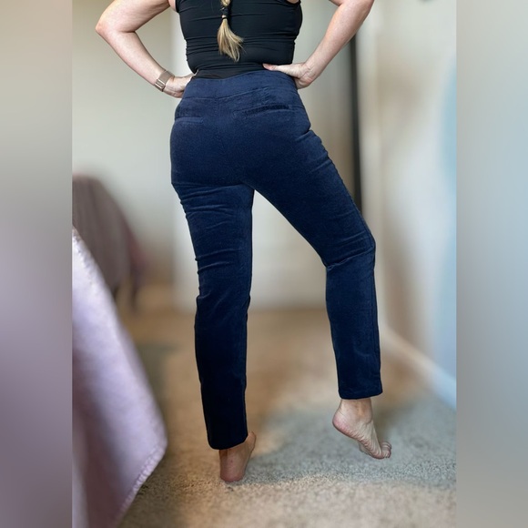 Navy Denim & Co. Regular Soft Stretch Velvet Straight Leg Pant - Picture 2 of 9